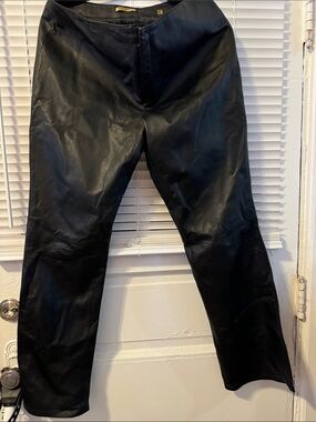 Rem Garson Men's Black Leather Bootcut Jeans